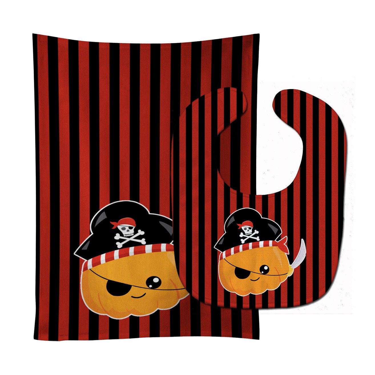 Halloween Pumpkin Pirate Baby Bib & Burp Cloth BB6962STBU by Caroline's Treasures