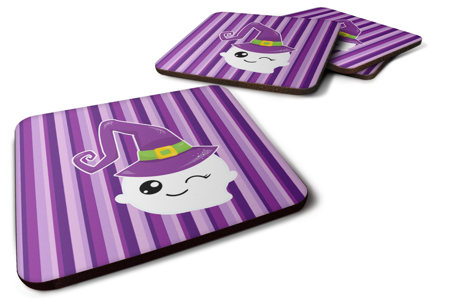 Halloween Ghost Witch Foam Coaster Set of 4 BB6966FC - the-store.com