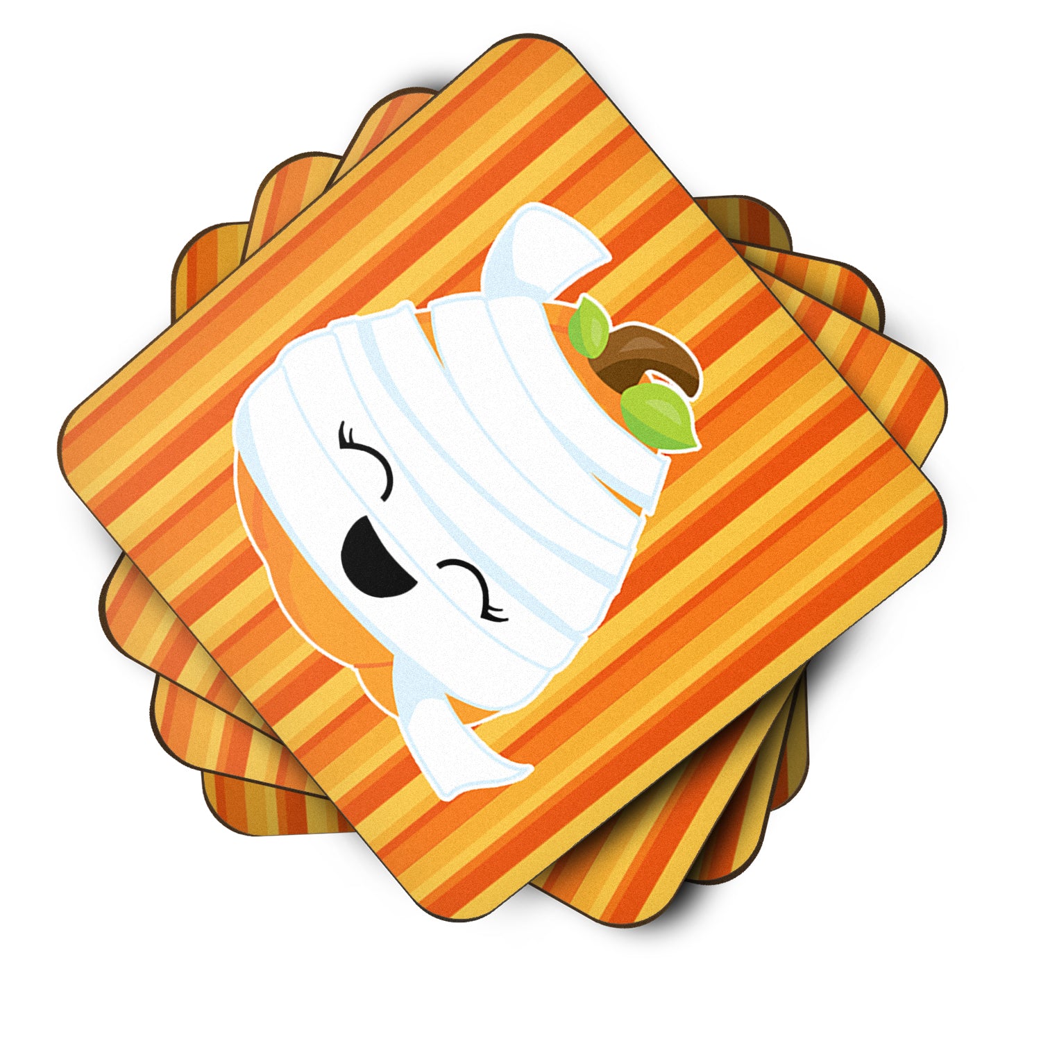 Caroline's Treasures Halloween Pumpkin Mummy Foam Coaster BB6968FC