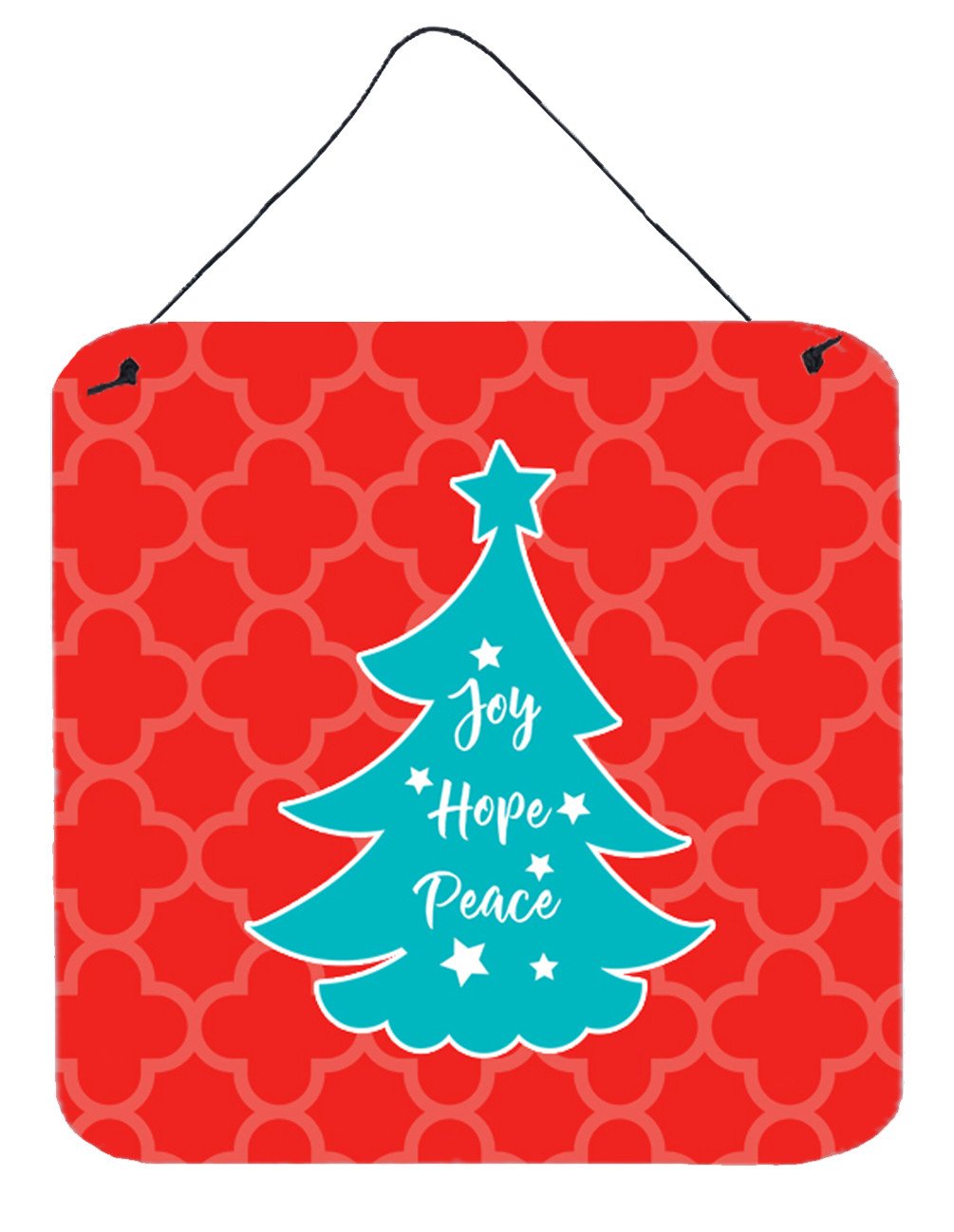 Christmas Tree Red Teal Wall or Door Hanging Prints BB6969DS66 by Caroline&#39;s Treasures
