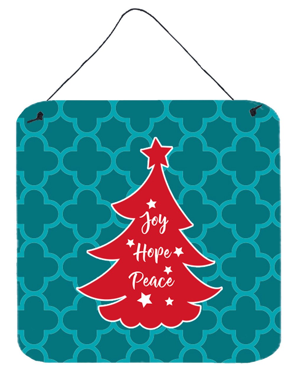 Christmas Tree Teal Red Wall or Door Hanging Prints BB6970DS66 by Caroline&#39;s Treasures