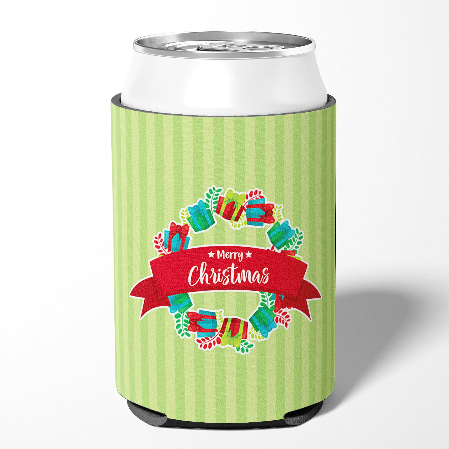 Christmas Wreath Presents Green Can or Bottle Hugger BB6977CC