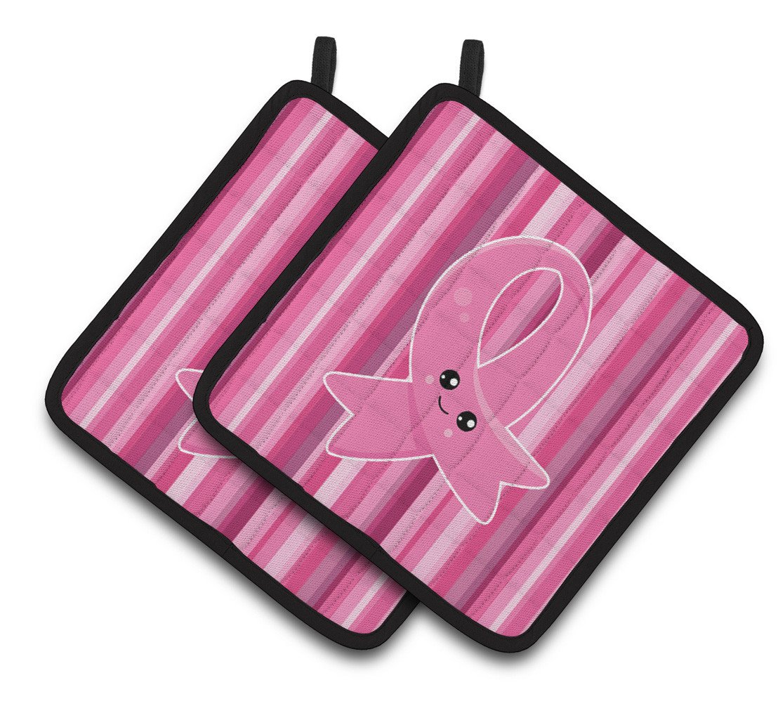Breast Cancer Awareness Ribbon Face Pair of Pot Holders BB6978PTHD by Caroline&#39;s Treasures
