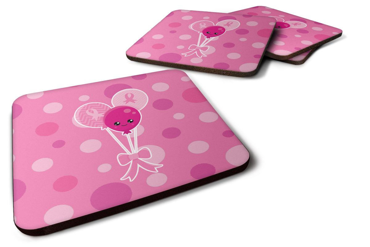 Breast Cancer Awareness Ribbon Balloons Foam Coaster Set of 4 BB6979FC - the-store.com