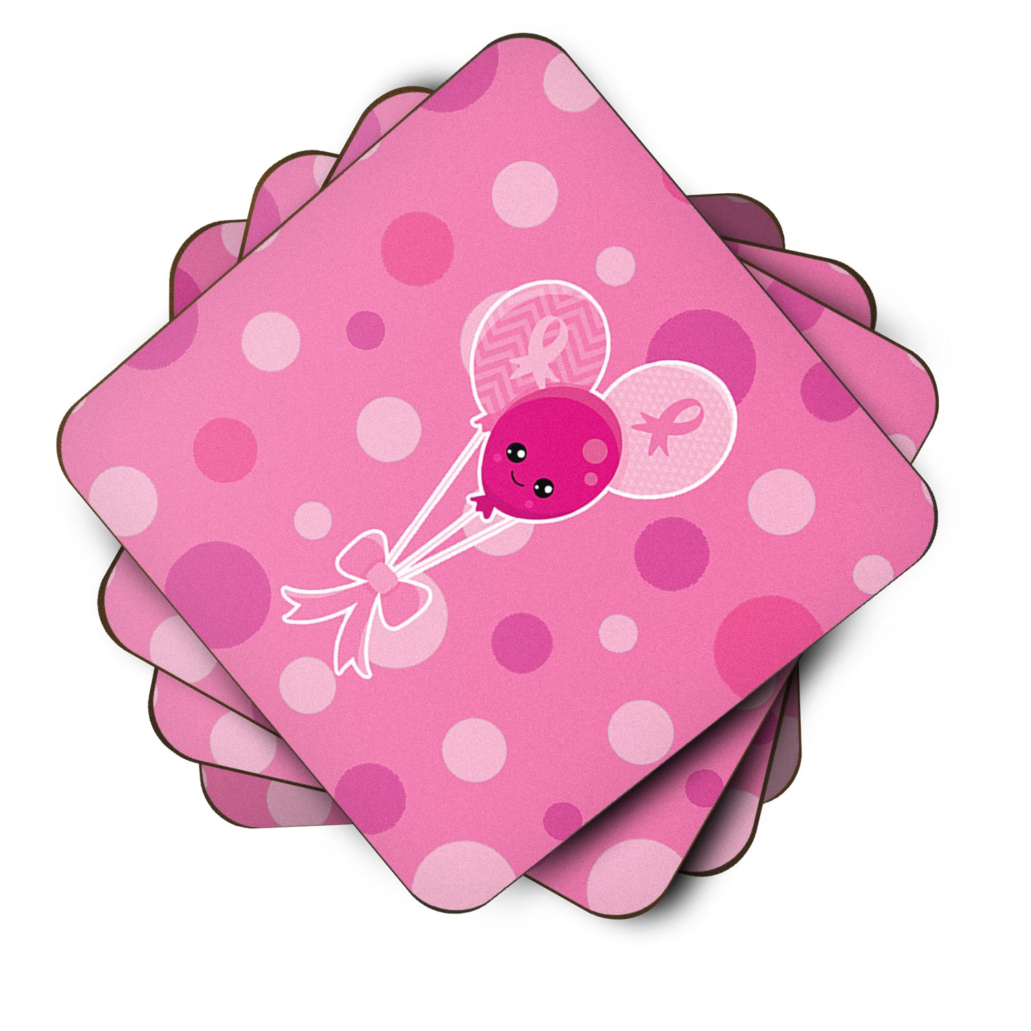 Breast Cancer Awareness Ribbon Balloons Foam Coaster Set of 4 BB6979FC - the-store.com