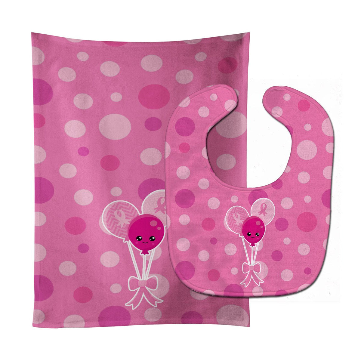 Breast Cancer Awareness Ribbon Balloons Baby Bib &amp; Burp Cloth BB6979STBU by Caroline&#39;s Treasures