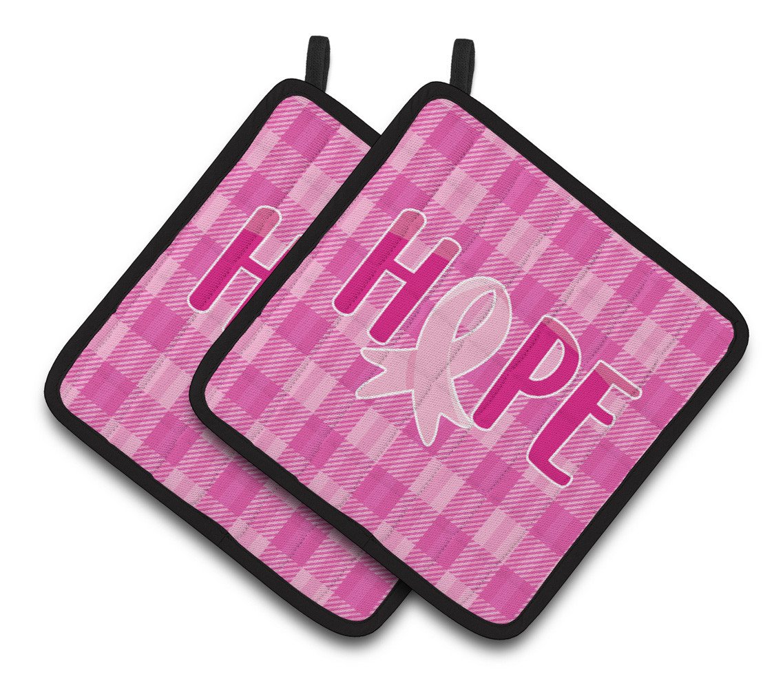 Breast Cancer Awareness Ribbon Hope Pair of Pot Holders BB6981PTHD by Caroline&#39;s Treasures