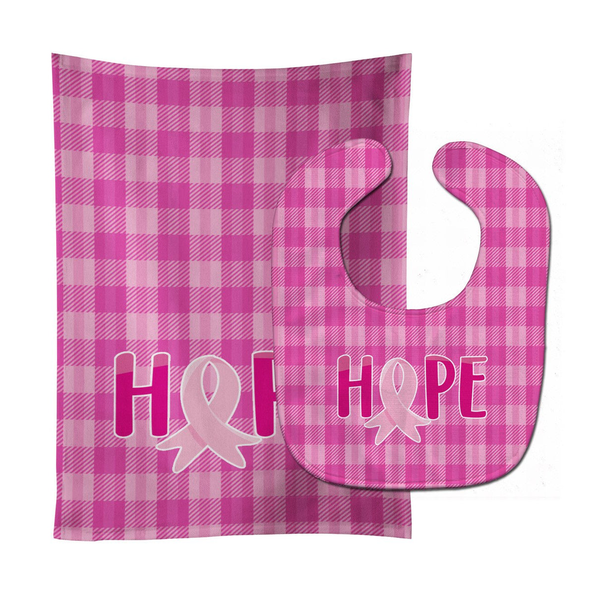Breast Cancer Awareness Ribbon Hope Baby Bib &amp; Burp Cloth BB6981STBU by Caroline&#39;s Treasures