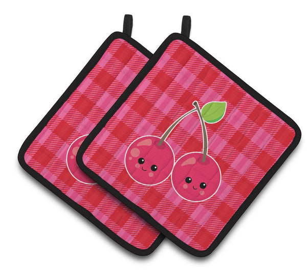 Cherry Faces Pair of Pot Holders BB6985PTHD by Caroline's Treasures