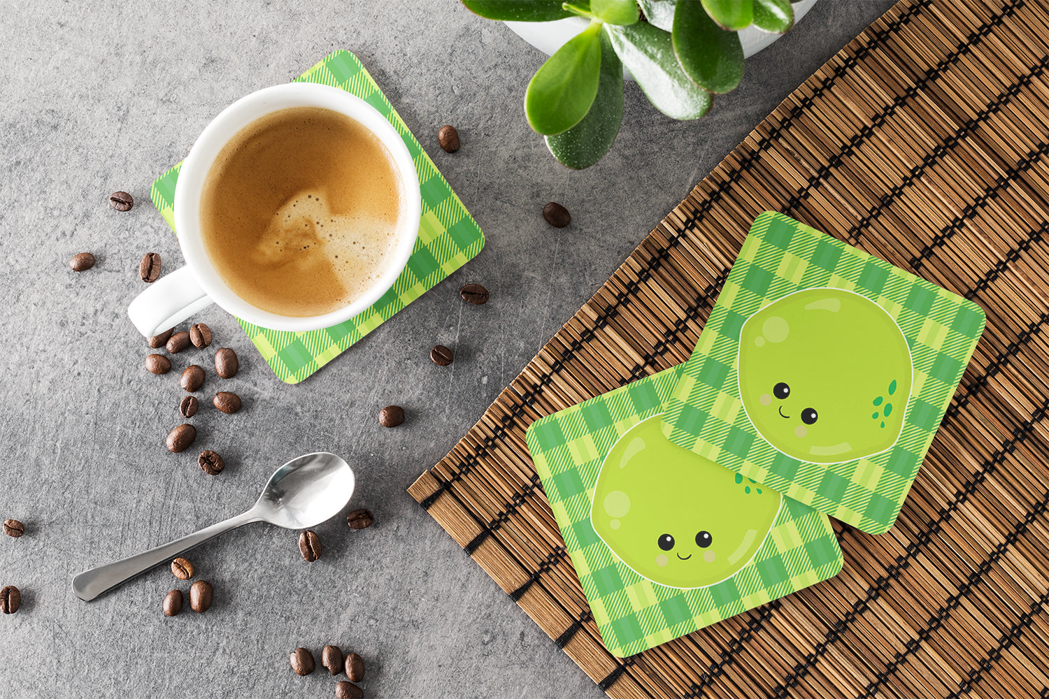 Lime Face Foam Coaster Set of 4 BB6988FC - the-store.com