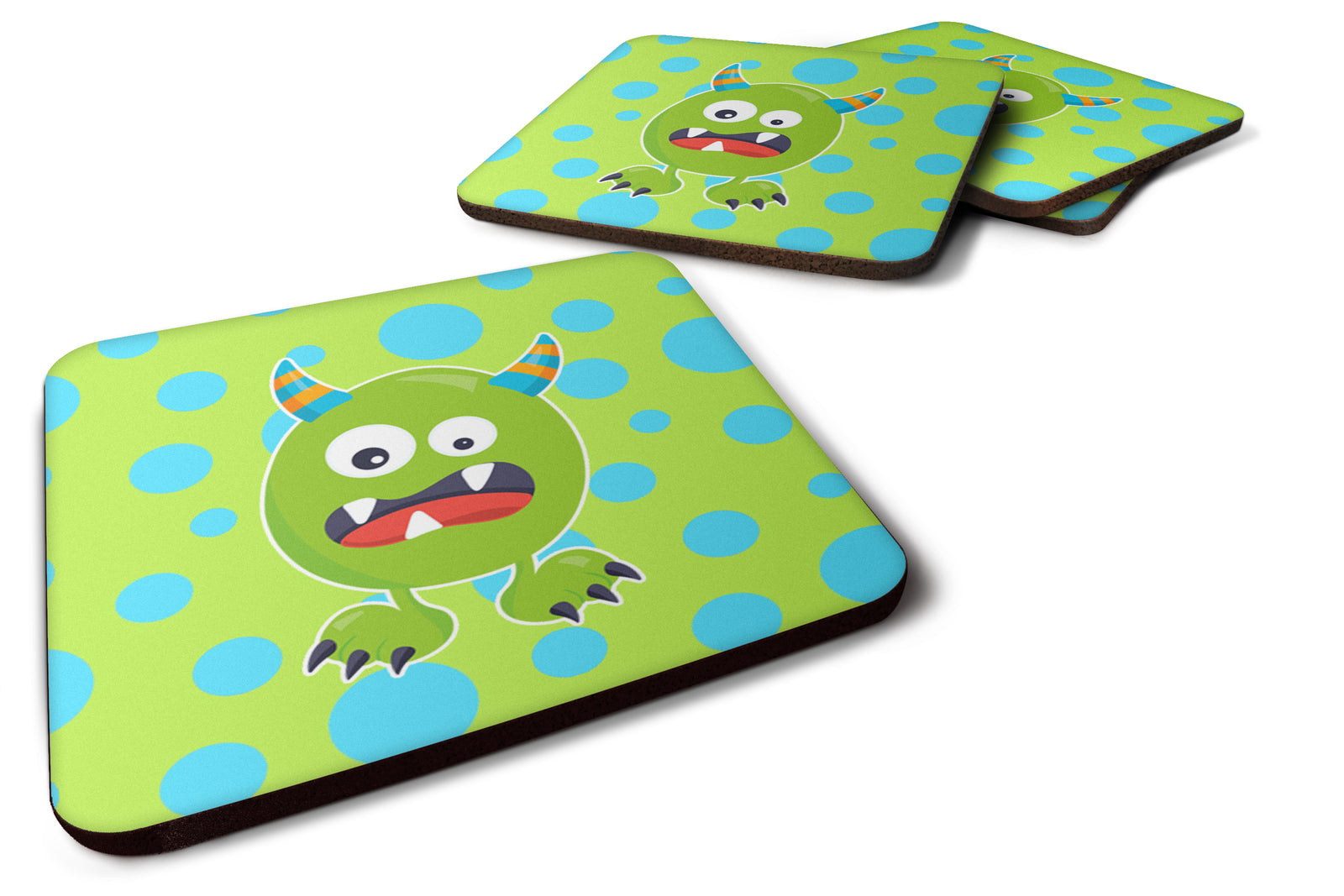 Little Monster Greenie Doodle Foam Coaster Set of 4 BB7003FC - the-store.com