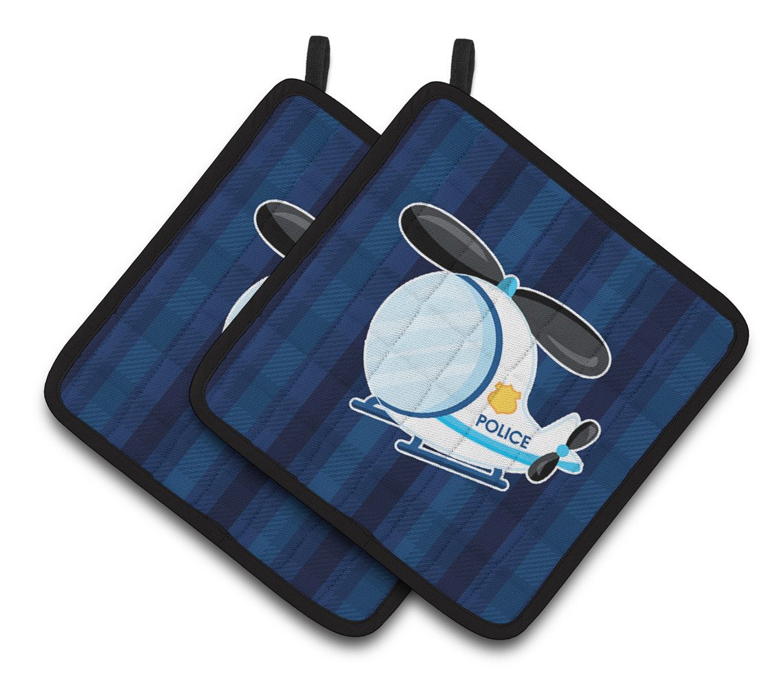 Police Helicopter Pair of Pot Holders BB7008PTHD by Caroline&#39;s Treasures