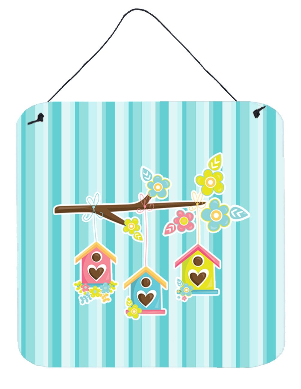 Birdhouses on Blue Stripes Wall or Door Hanging Prints BB7011DS66 by Caroline&#39;s Treasures