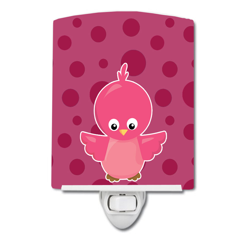 Bird on Pink Polkadots Ceramic Night Light BB7014CNL - the-store.com