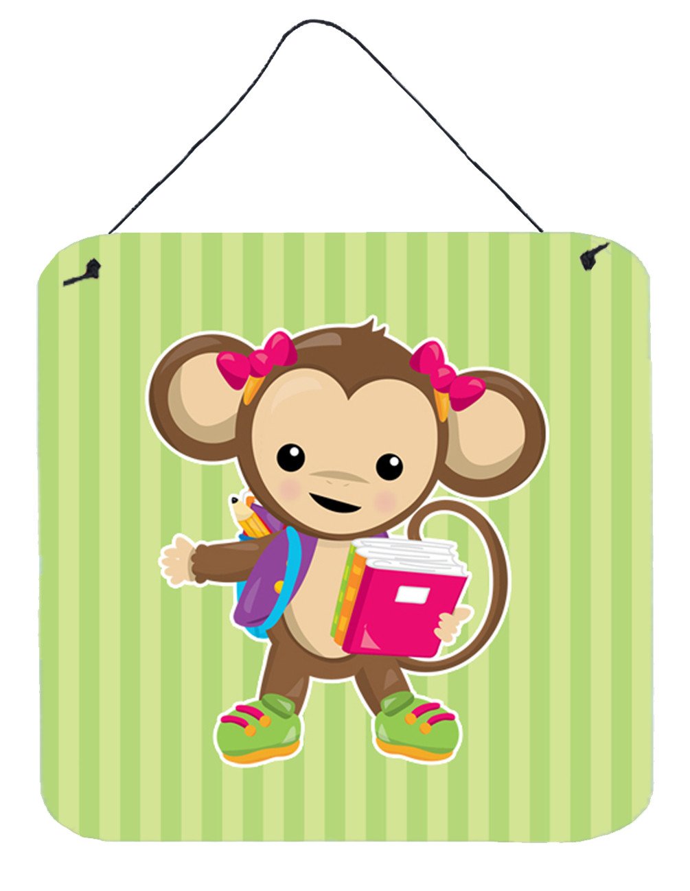 Monkey Going to School Wall or Door Hanging Prints BB7016DS66 by Caroline&#39;s Treasures