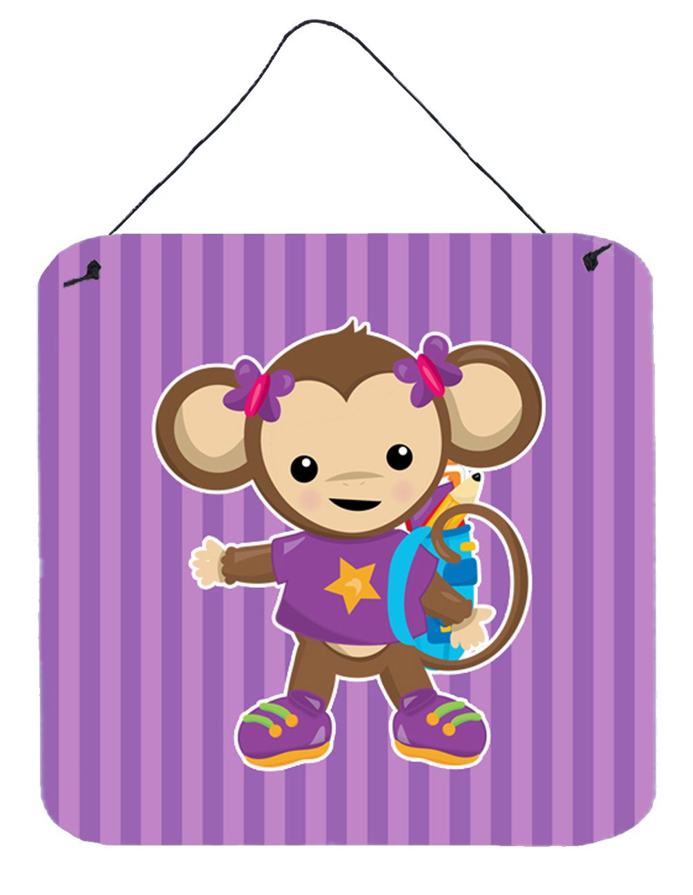 Monkey with Backpack Wall or Door Hanging Prints BB7017DS66 by Caroline&#39;s Treasures