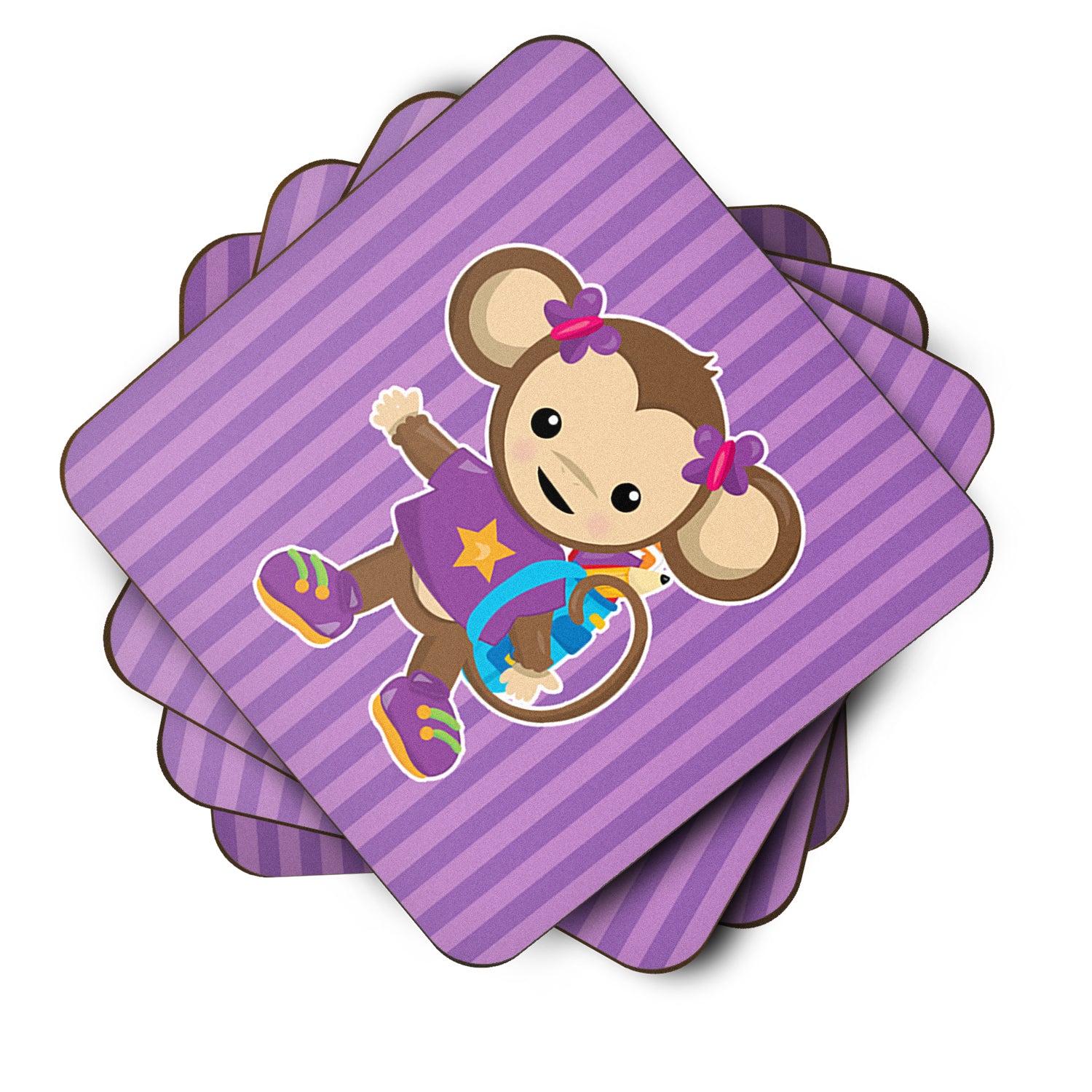 Monkey with Backpack Foam Coaster Set of 4 BB7017FC - the-store.com