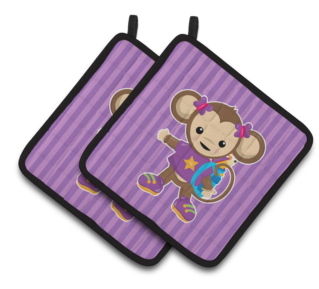 Monkey with Backpack Pair of Pot Holders BB7017PTHD by Caroline&#39;s Treasures
