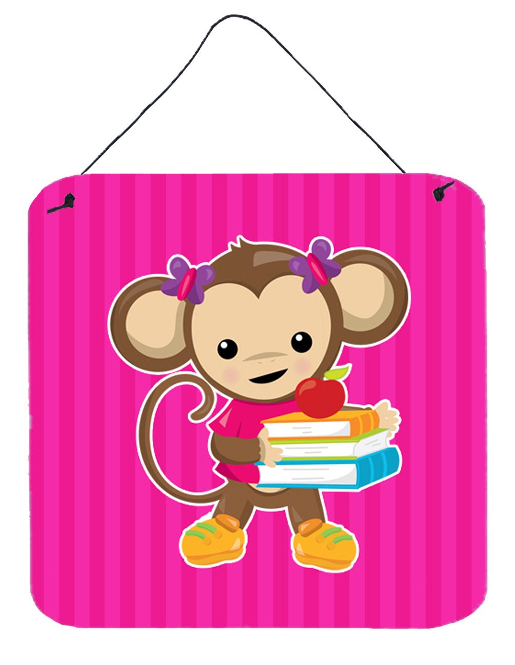 Monkey and School books Wall or Door Hanging Prints BB7018DS66 by Caroline&#39;s Treasures