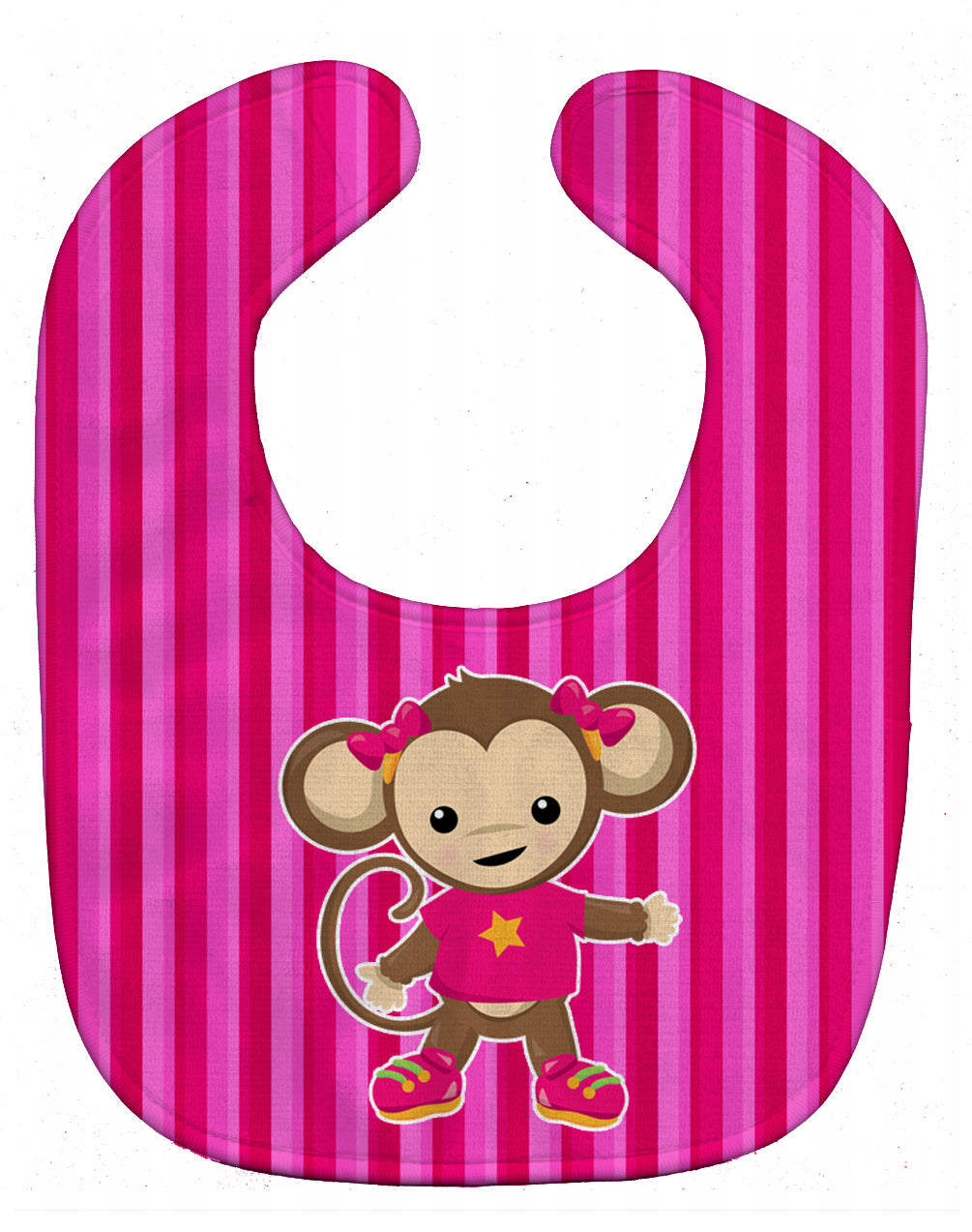 Monkey on Pink Stripes Baby Bib BB7020BIB - the-store.com