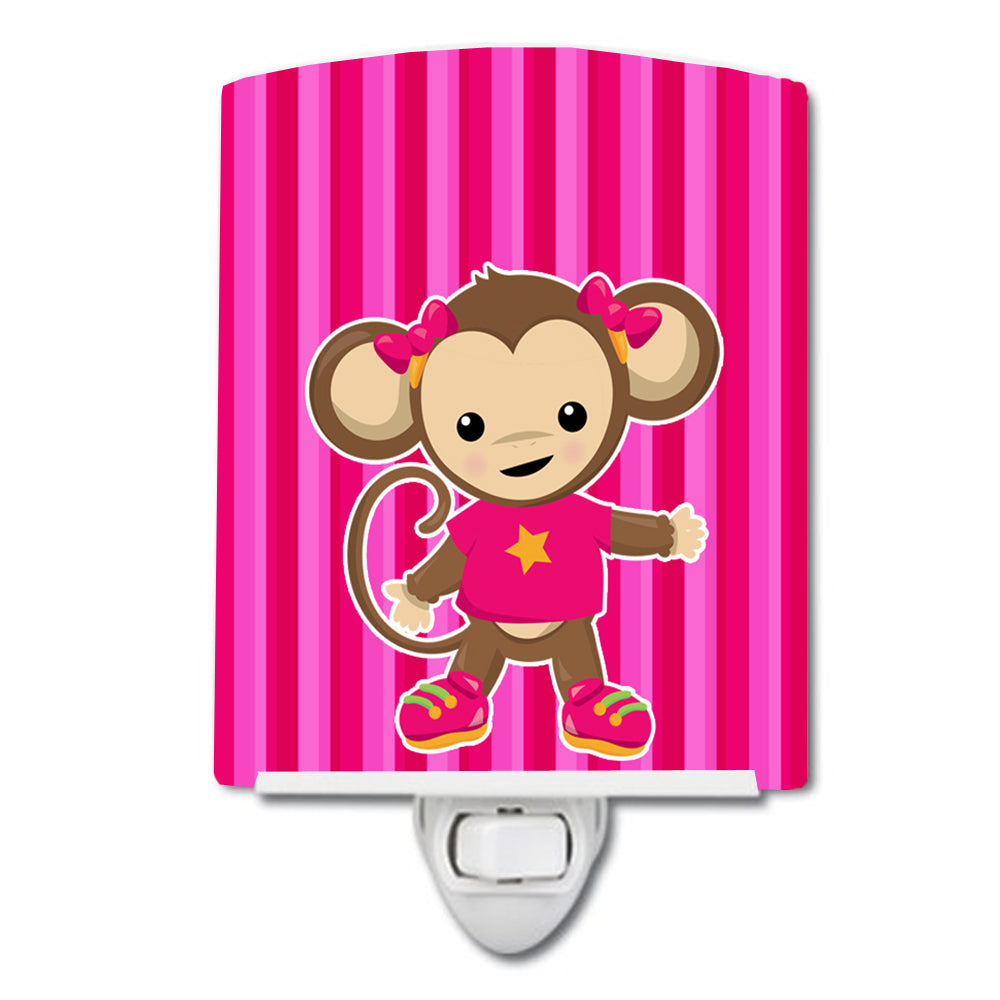 Monkey on Pink Stripes Ceramic Night Light BB7020CNL - the-store.com