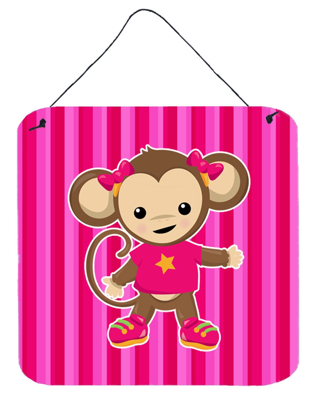 Monkey on Pink Stripes Wall or Door Hanging Prints BB7020DS66 by Caroline's Treasures