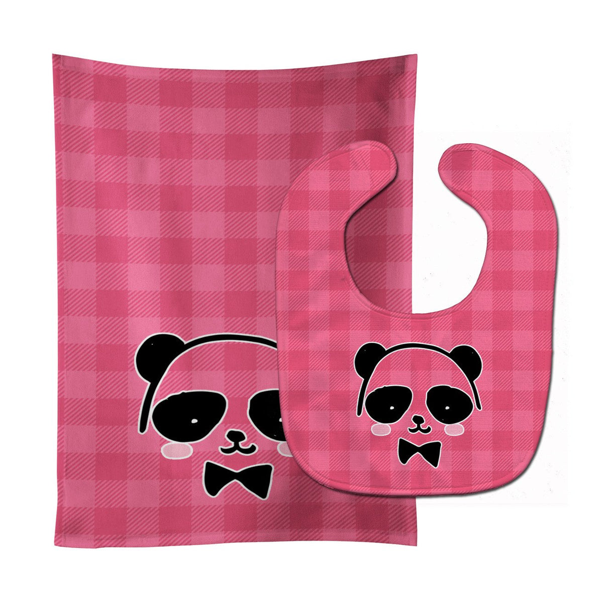 Panda Bear Pink Face Baby Bib &amp; Burp Cloth BB7039STBU by Caroline&#39;s Treasures