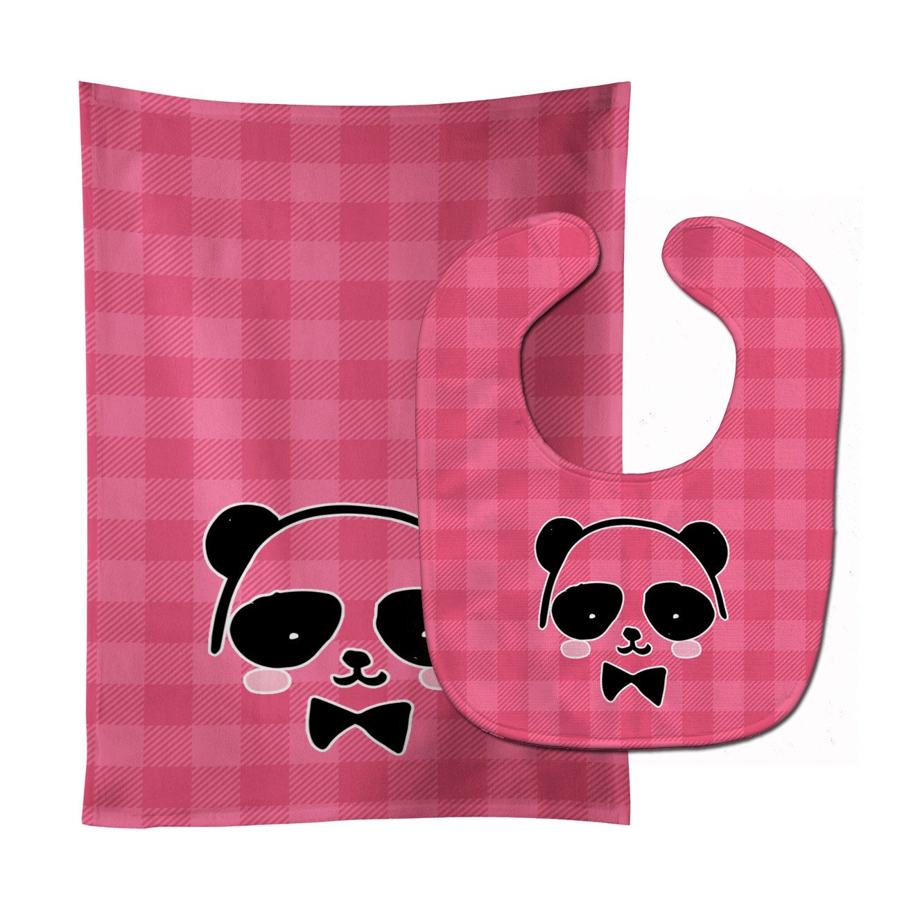 Panda Bear Pink Face Baby Bib & Burp Cloth BB7039STBU by Caroline's Treasures