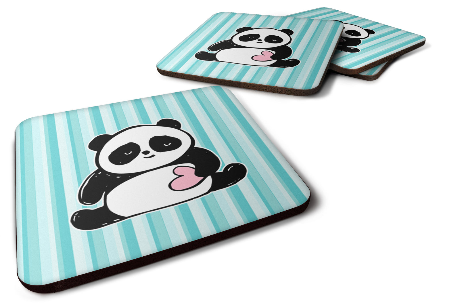 Panda Bear Love Foam Coaster Set of 4 BB7040FC - the-store.com