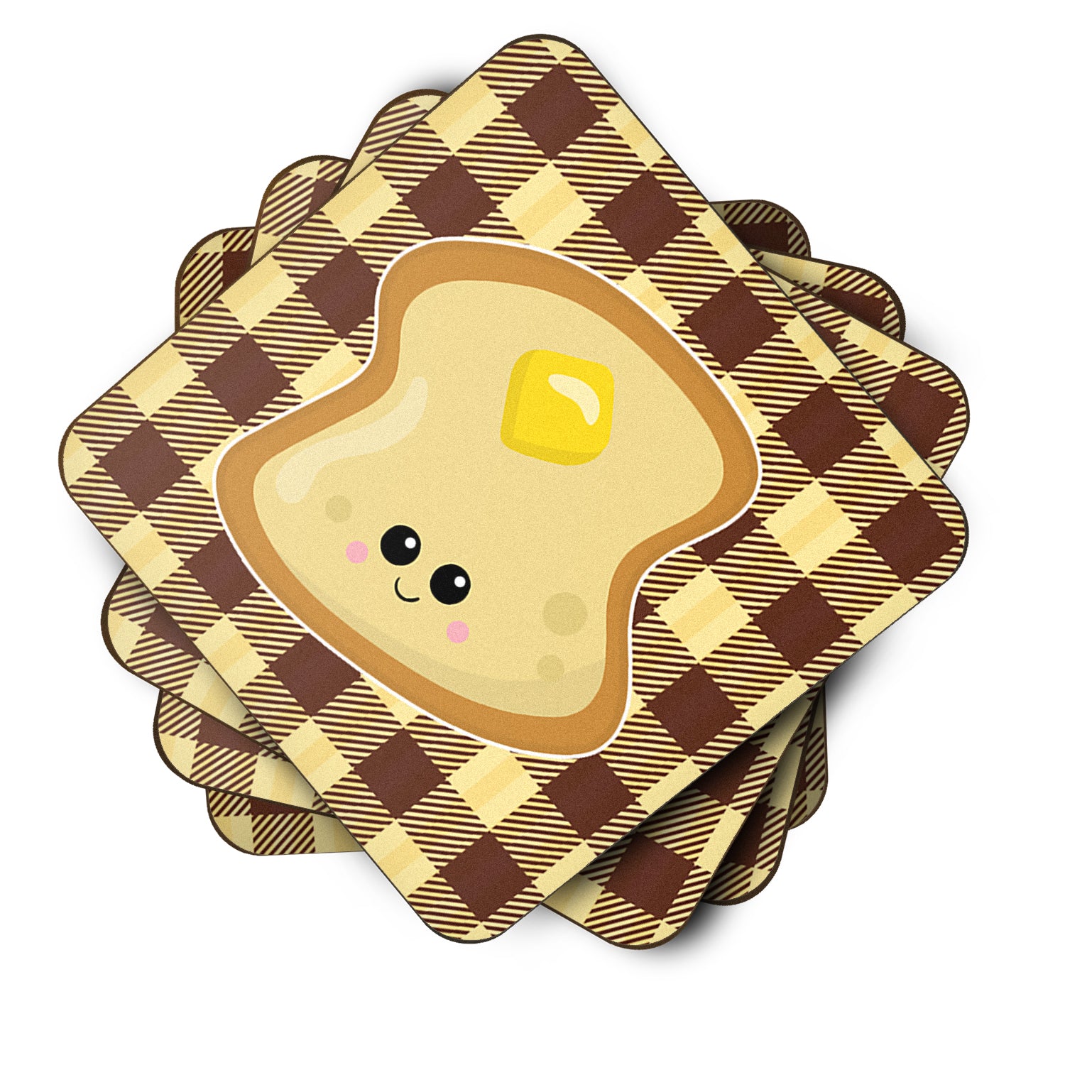 Buttered Toast Face Foam Coaster Set of 4 BB7041FC - the-store.com