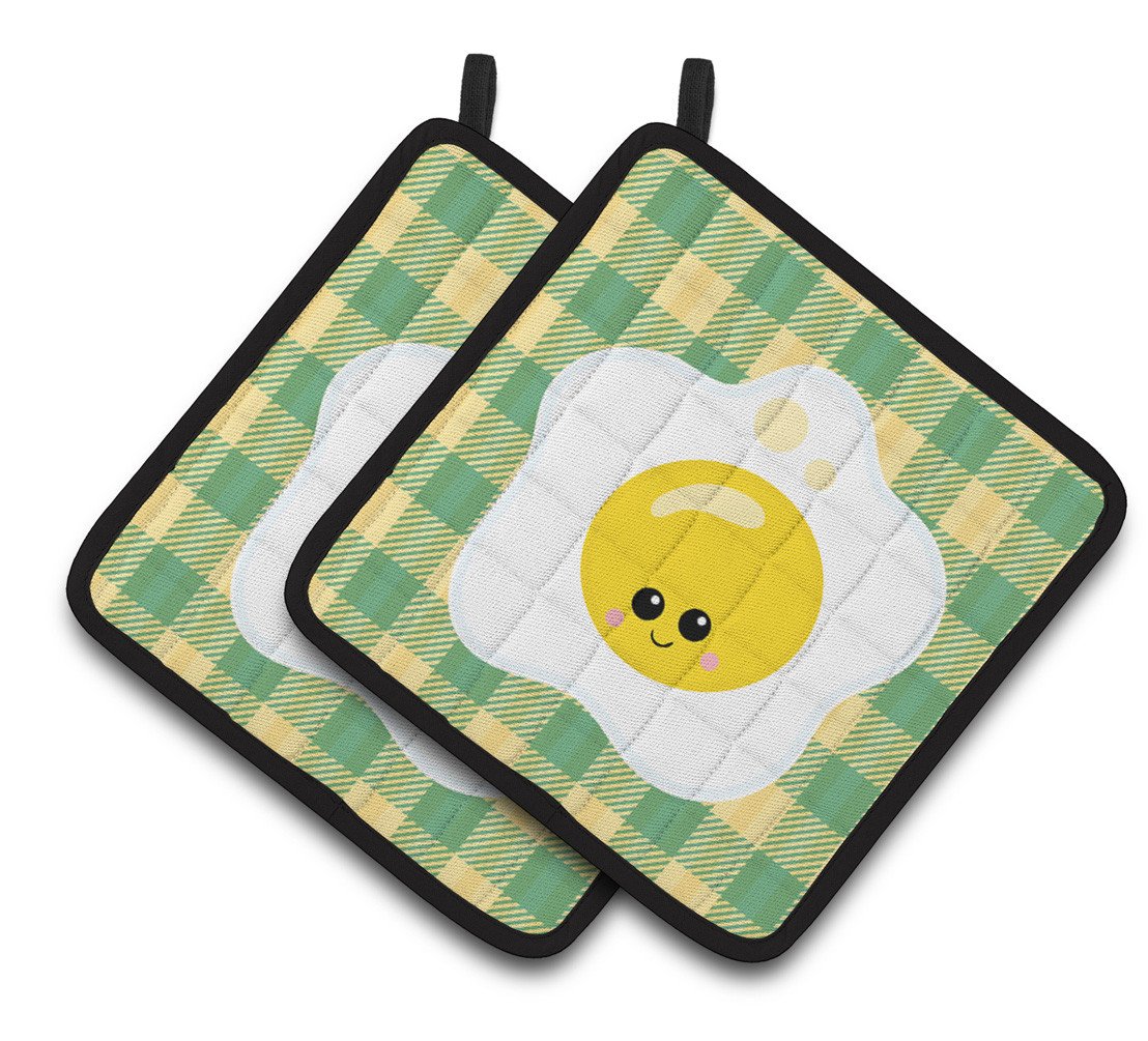 Fried Egg Face Pair of Pot Holders BB7044PTHD by Caroline&#39;s Treasures