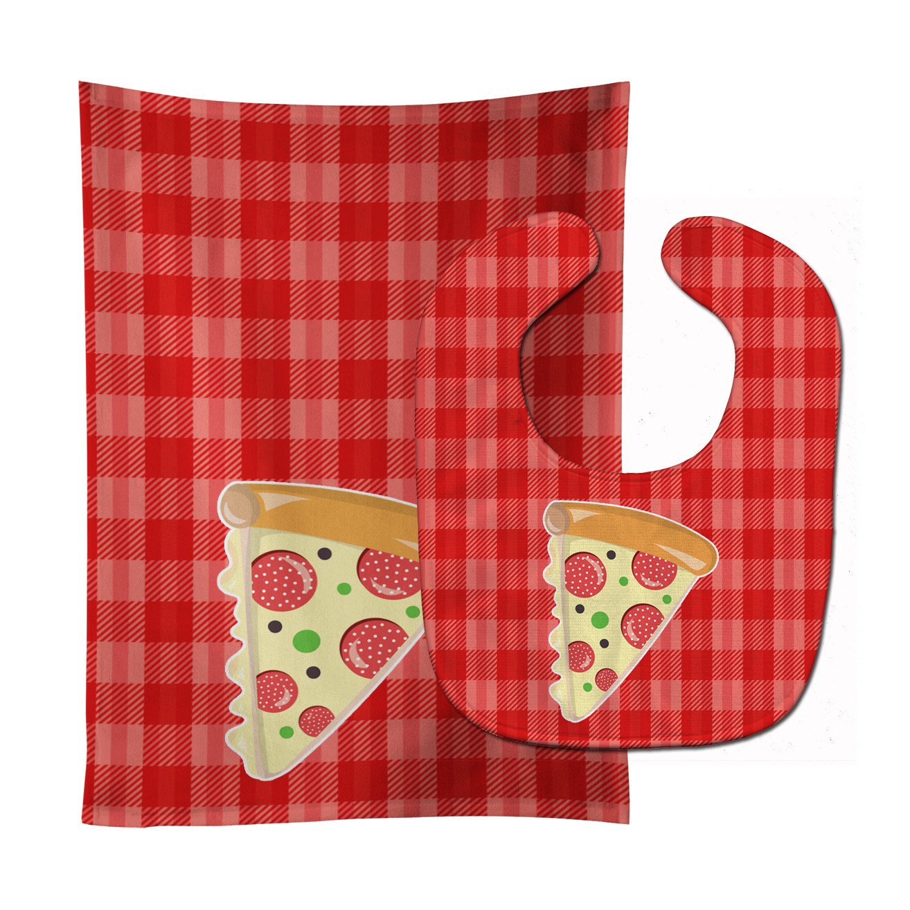 Slice of Pizza Baby Bib & Burp Cloth BB7057STBU by Caroline's Treasures