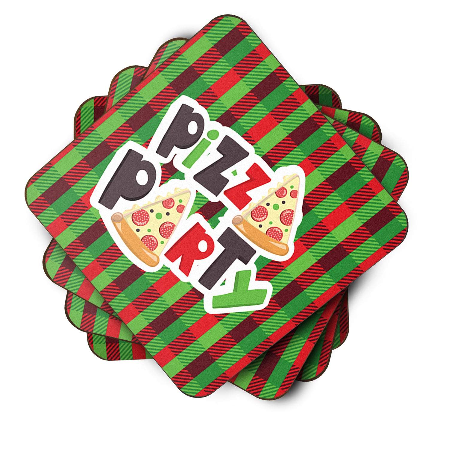 Pizza Party Foam Coaster Set of 4 BB7059FC - the-store.com