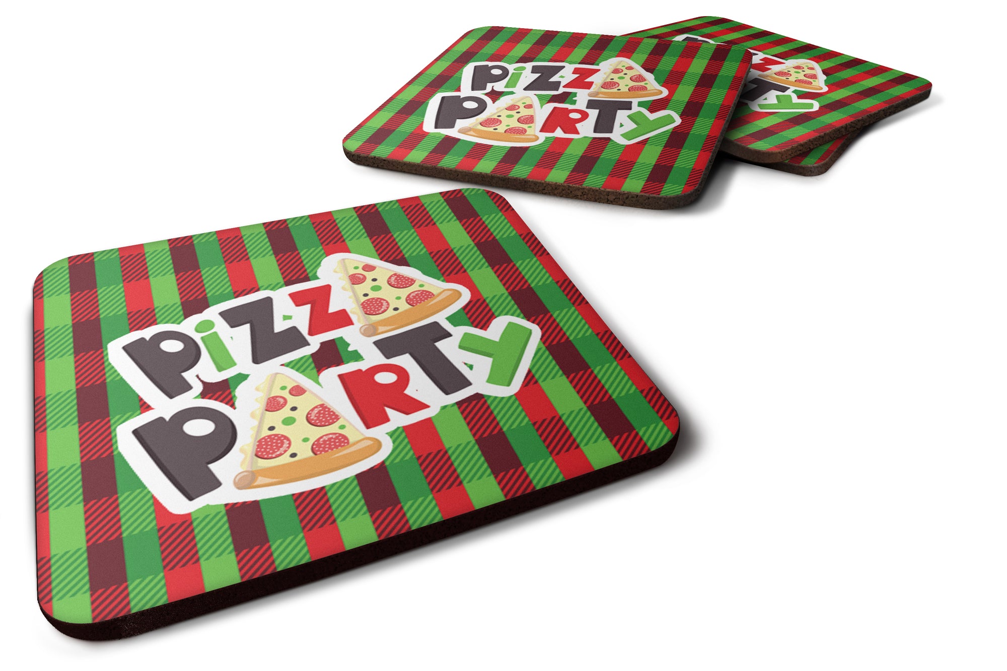 Pizza Party Foam Coaster Set of 4 BB7059FC - the-store.com