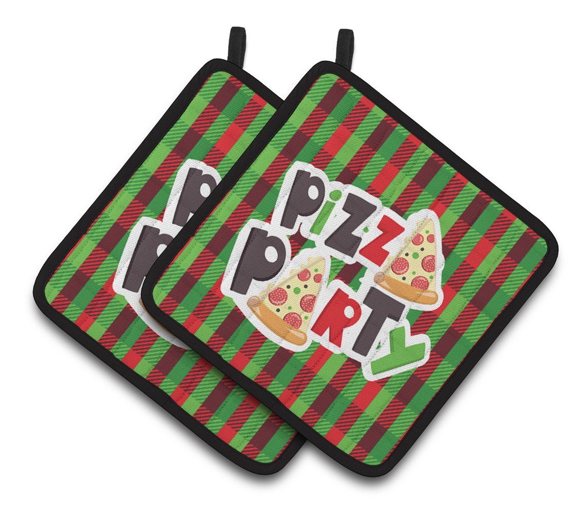 Pizza Party Pair of Pot Holders BB7059PTHD by Caroline's Treasures