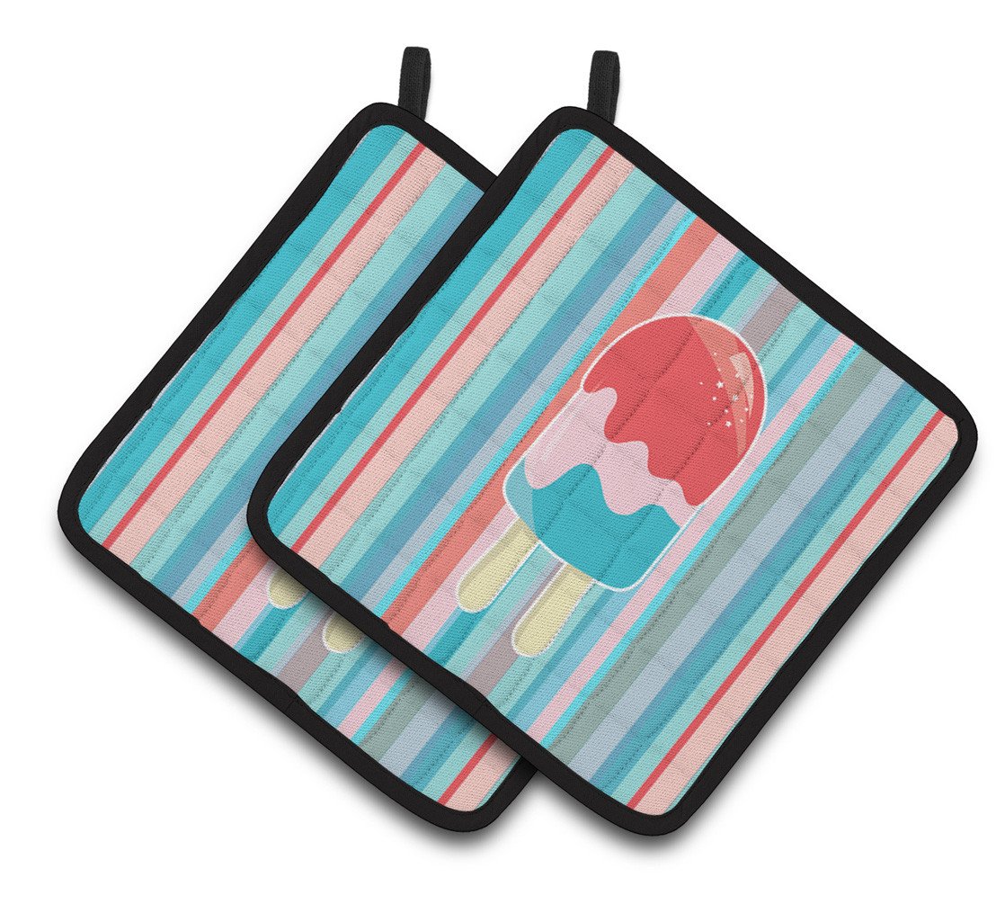 Ice Pop Popsicle Red Pink Blue Pair of Pot Holders BB7062PTHD by Caroline&#39;s Treasures