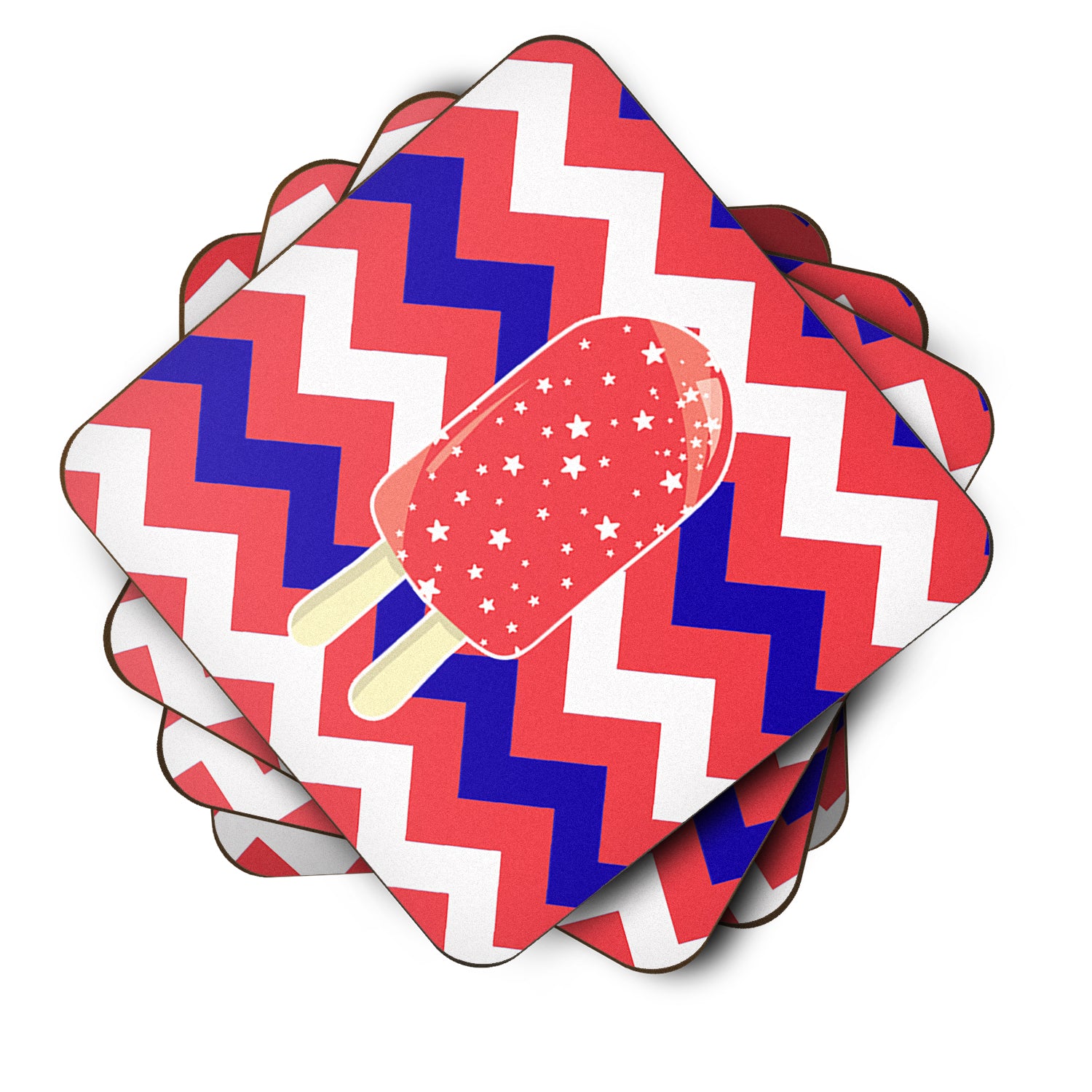 Ice Pop Popsicle Red White Blue Foam Coaster Set of 4 BB7063FC - the-store.com