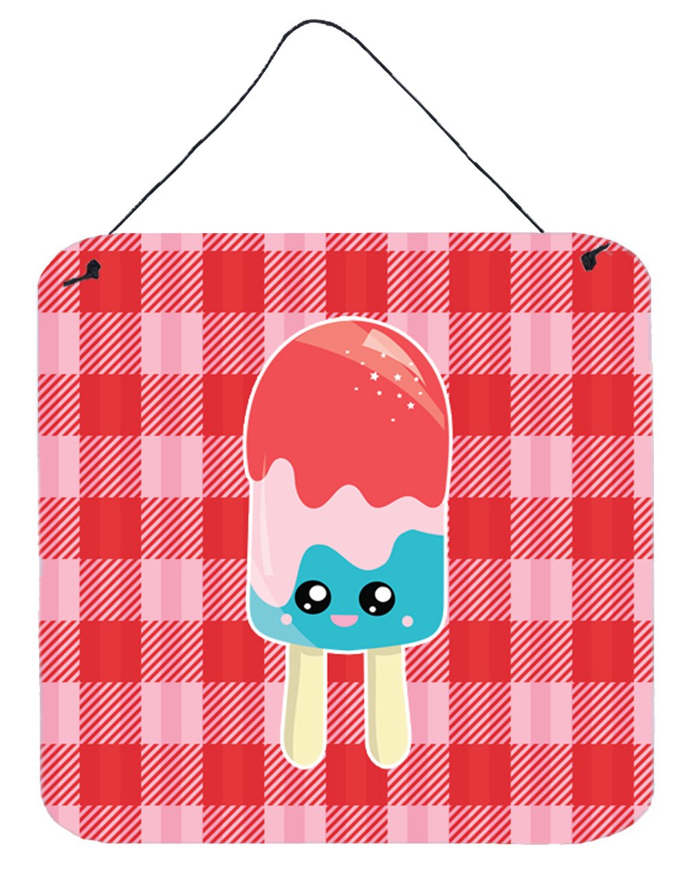 Ice Pop Popsicle Face Gingham Wall or Door Hanging Prints BB7067DS66 by Caroline&#39;s Treasures