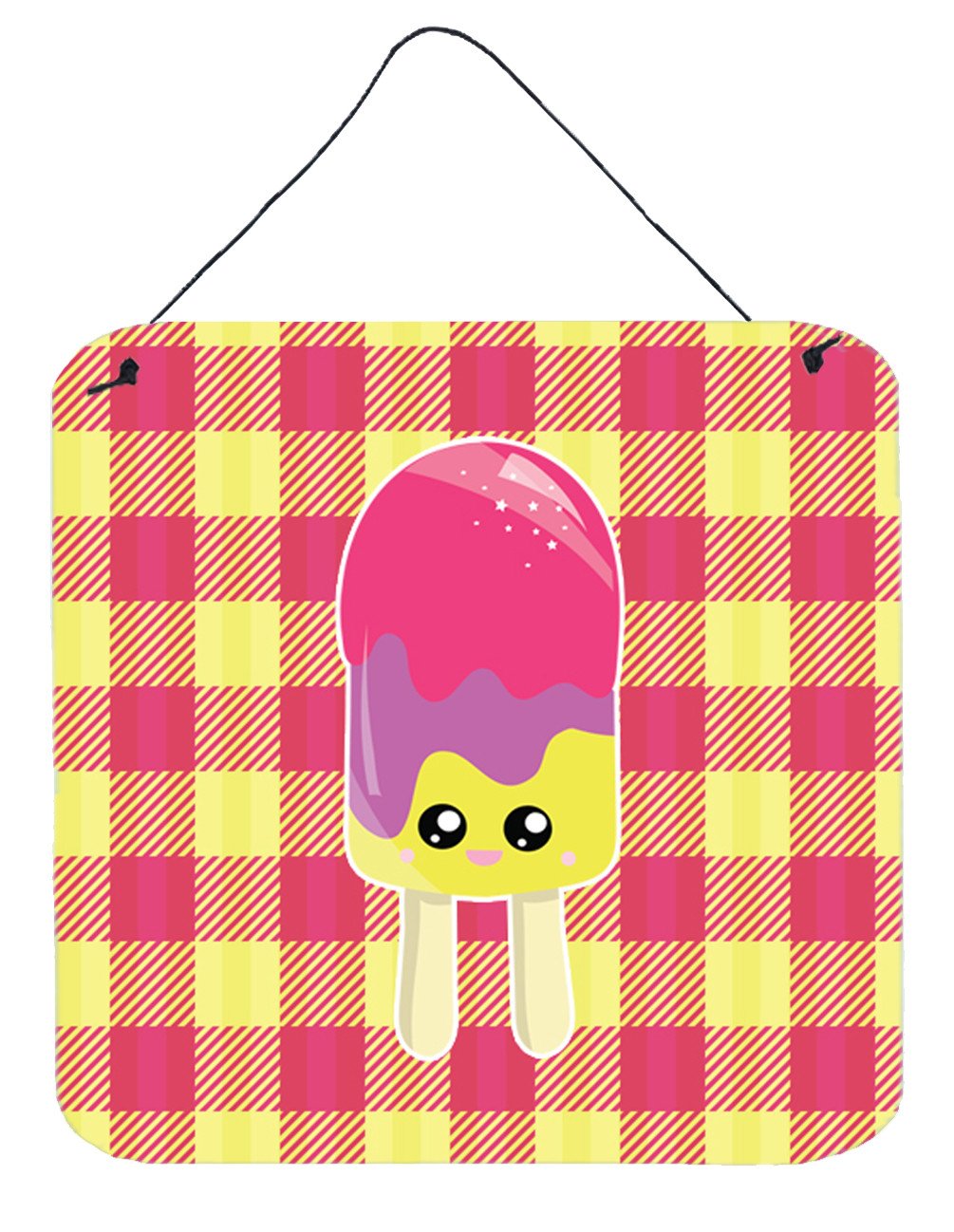 Ice Pop Popsicle Face Gingham Wall or Door Hanging Prints BB7068DS66 by Caroline's Treasures