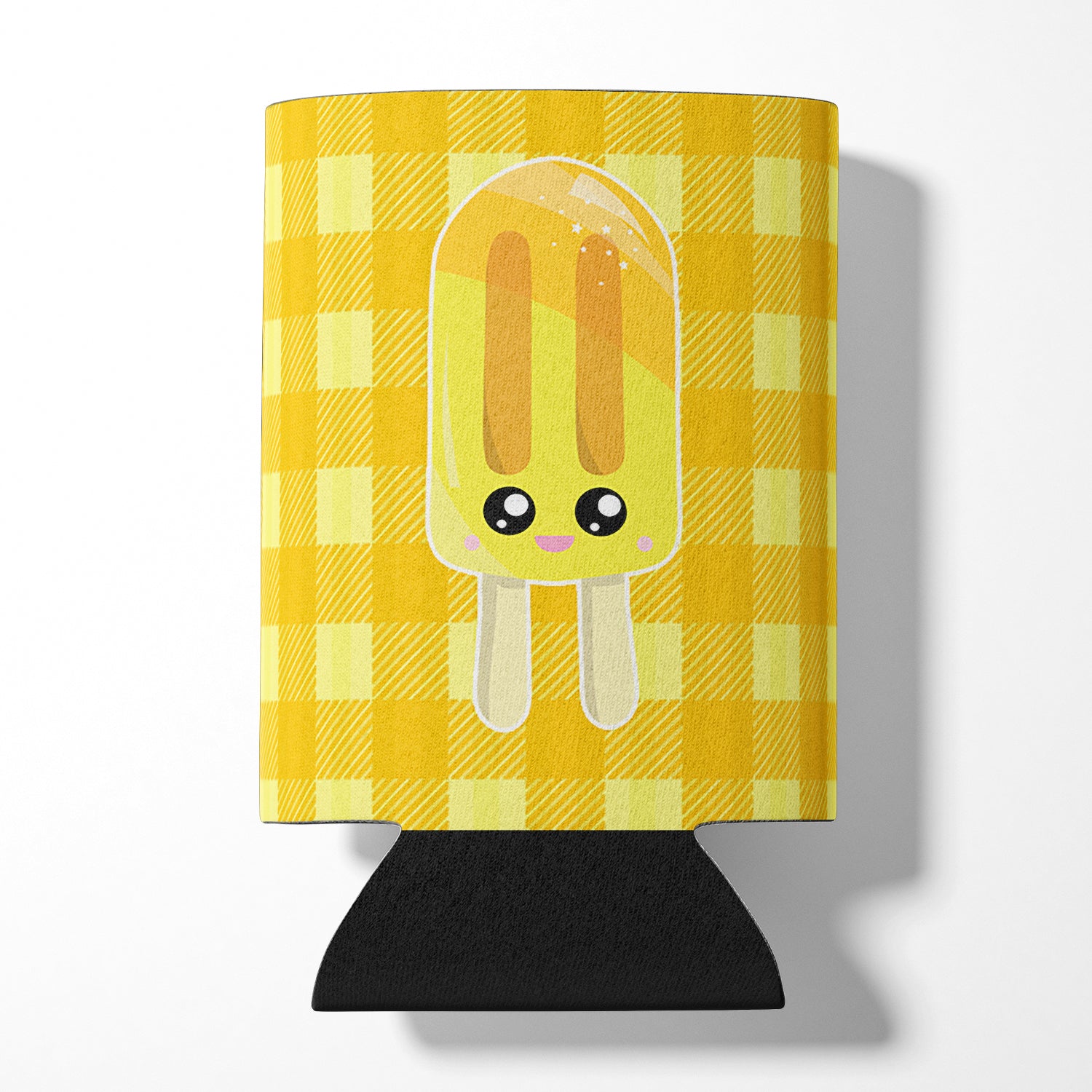 Ice Pop Popsicle Face Gingham Yellow Can or Bottle Hugger BB7069CC  the-store.com.