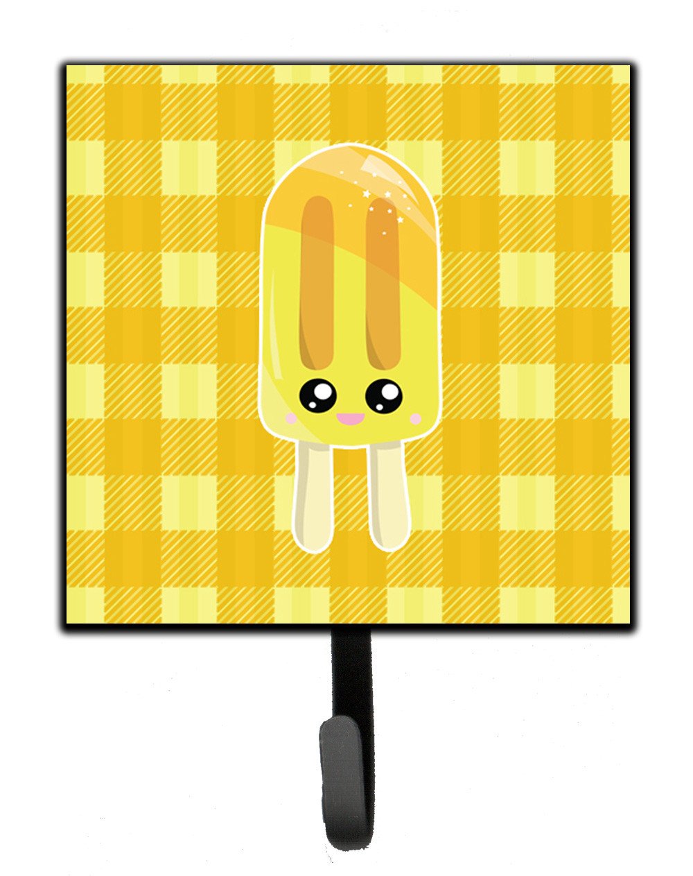Ice Pop Popsicle Face Gingham Yellow Leash or Key Holder BB7069SH4 by Caroline&#39;s Treasures