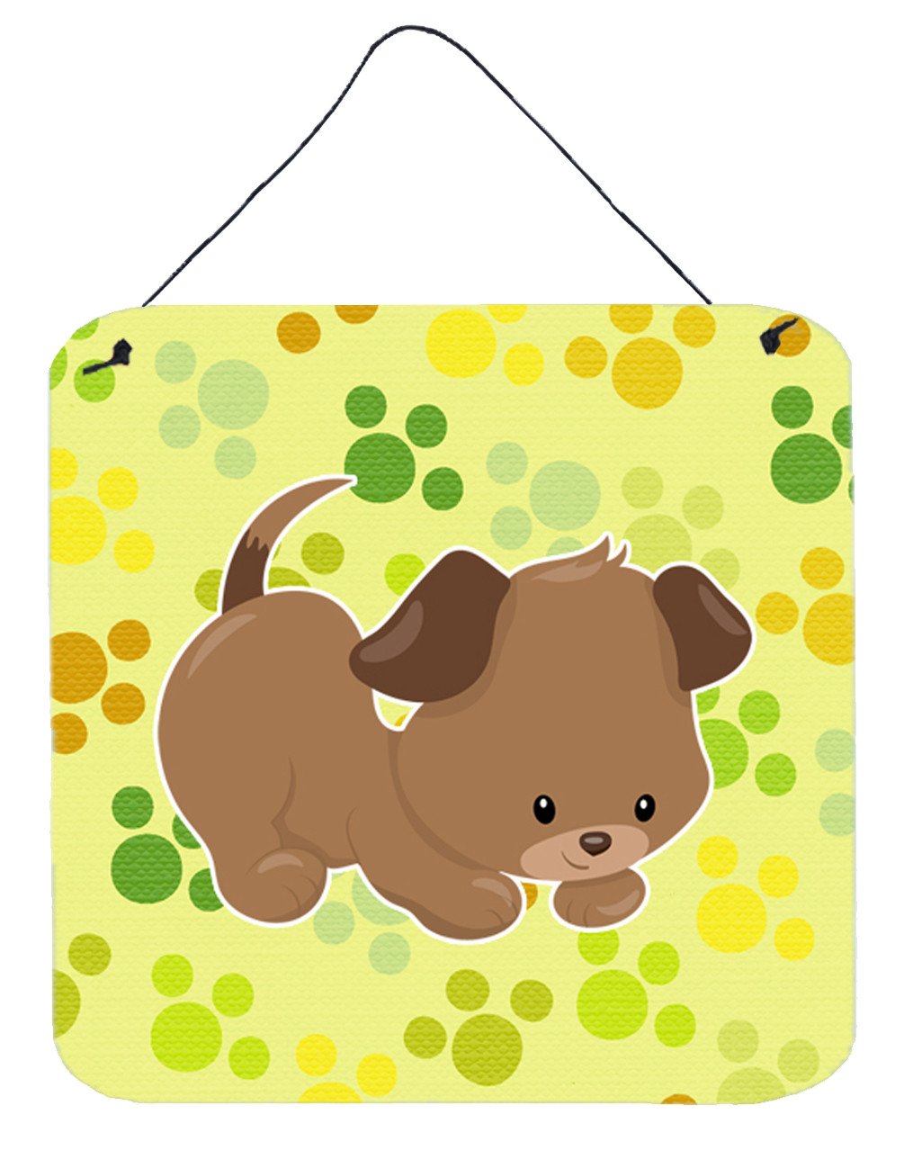 Puppy on Green Pawprints Wall or Door Hanging Prints BB7078DS66 by Caroline's Treasures