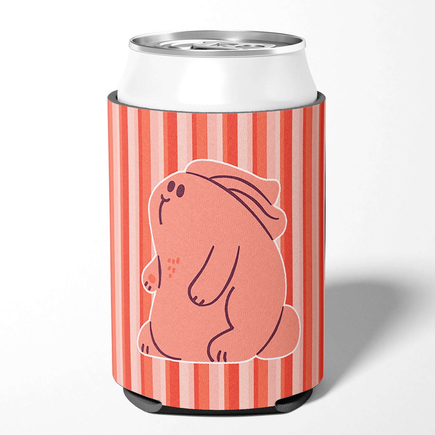 Rabbit on Pink Stripes Can or Bottle Hugger BB7080CC