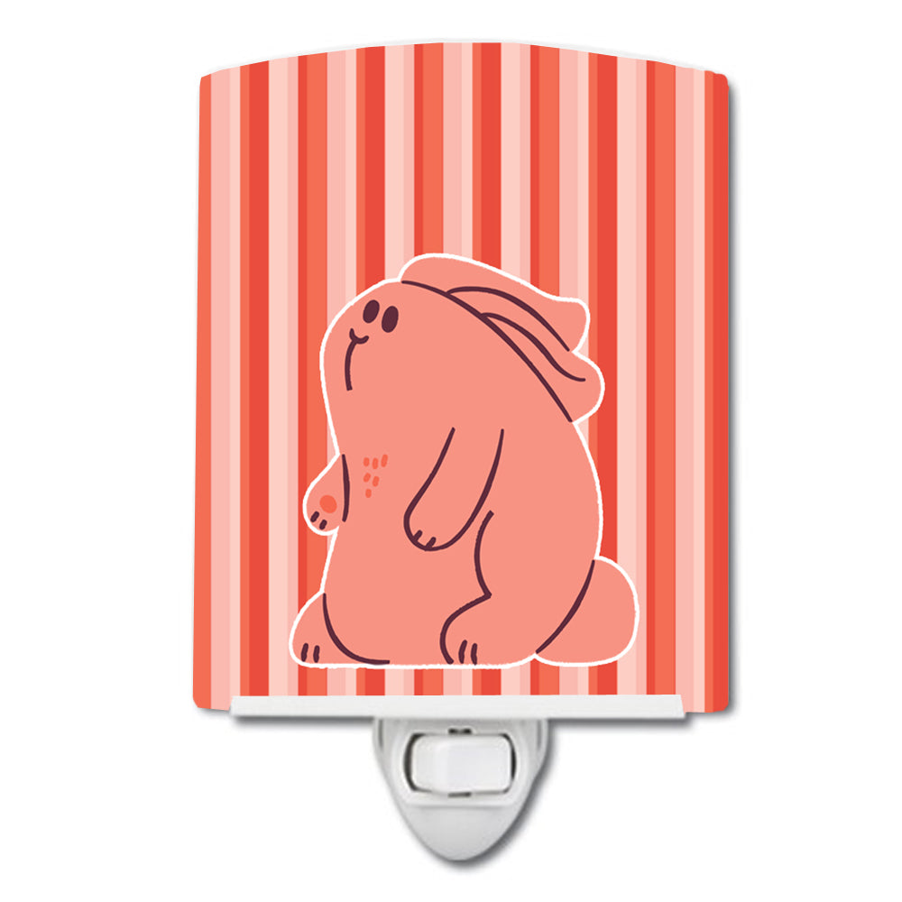 Rabbit on Pink Stripes Ceramic Night Light BB7080CNL - the-store.com