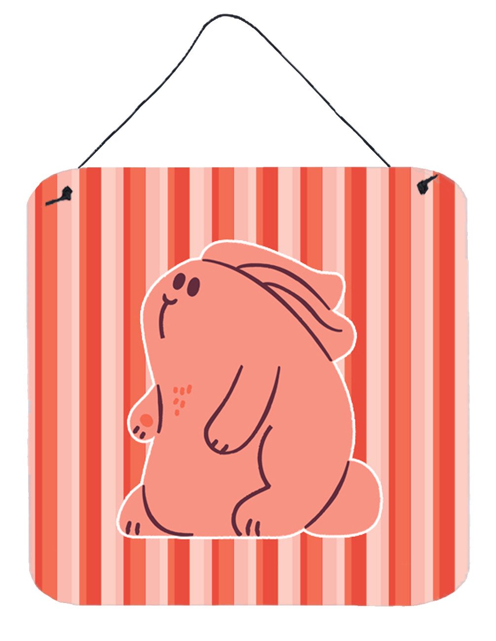 Rabbit on Pink Stripes Wall or Door Hanging Prints BB7080DS66 by Caroline&#39;s Treasures