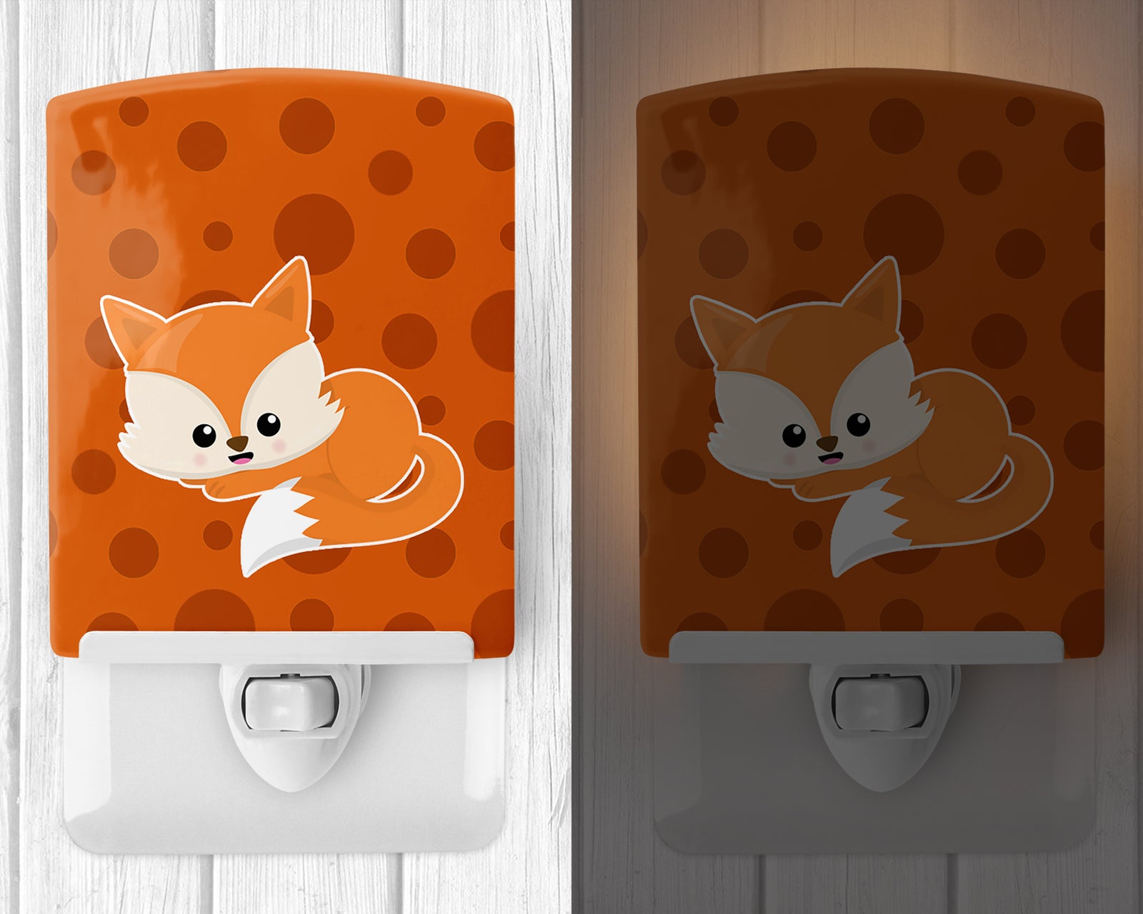 Caroline's Treasures Baby Fox Polkadot Ceramic Night Light BB7086CNL