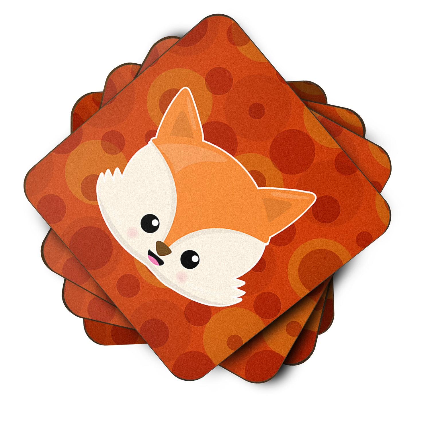 Baby Fox Face Polkadots Foam Coaster Set of 4 BB7089FC - the-store.com