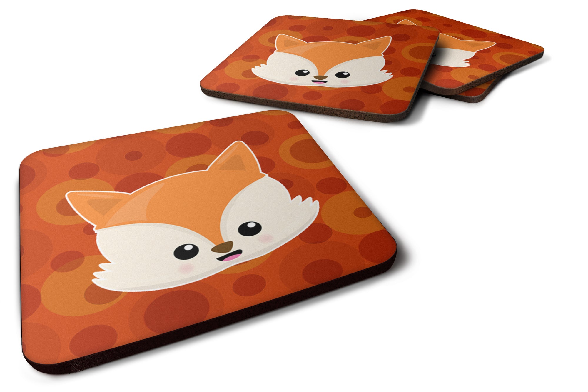 Baby Fox Face Polkadots Foam Coaster Set of 4 BB7089FC - the-store.com