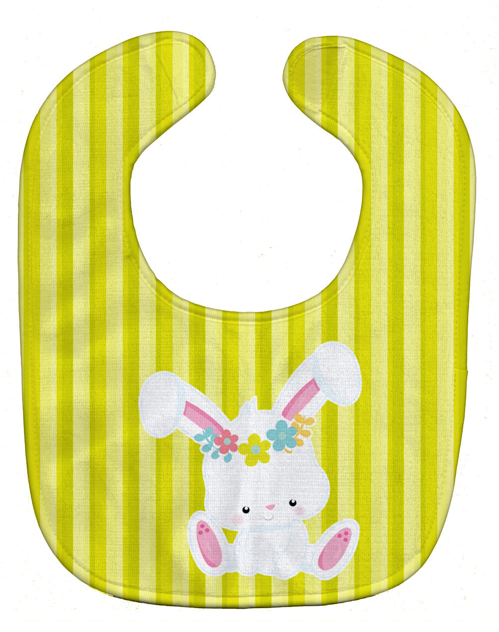 Easter White Rabbit with Flowers Baby Bib BB7093BIB - the-store.com