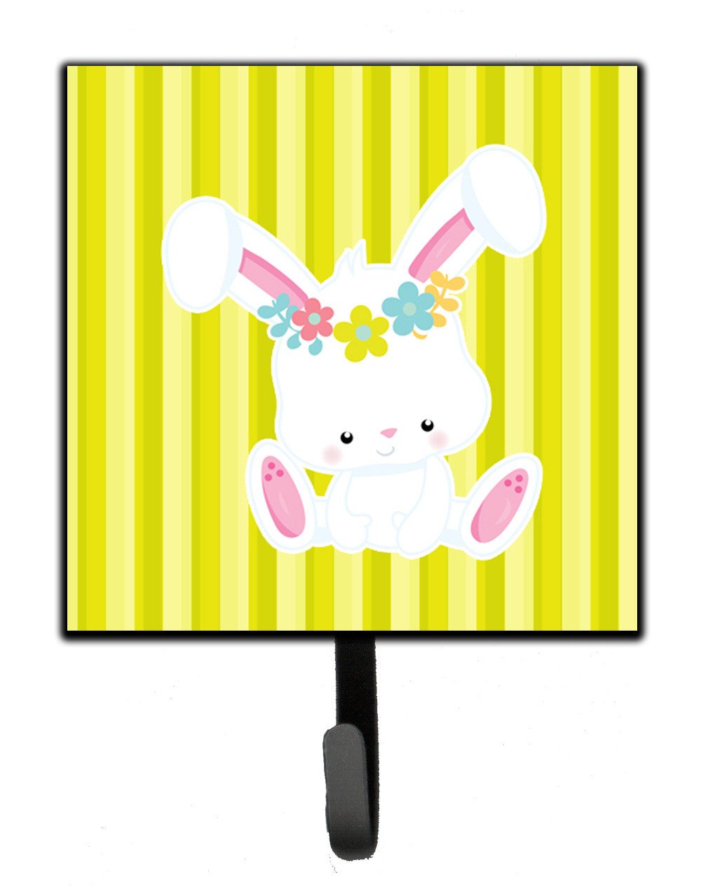 Easter White Rabbit with Flowers Leash or Key Holder BB7093SH4 by Caroline&#39;s Treasures